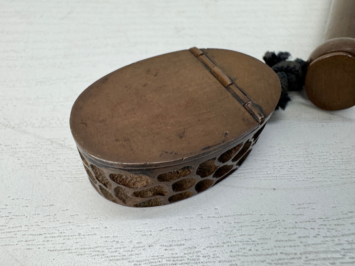 Y10359 YATATE Copper Japanese Ink and Pen Holder antique vintage Brush & Inkwell