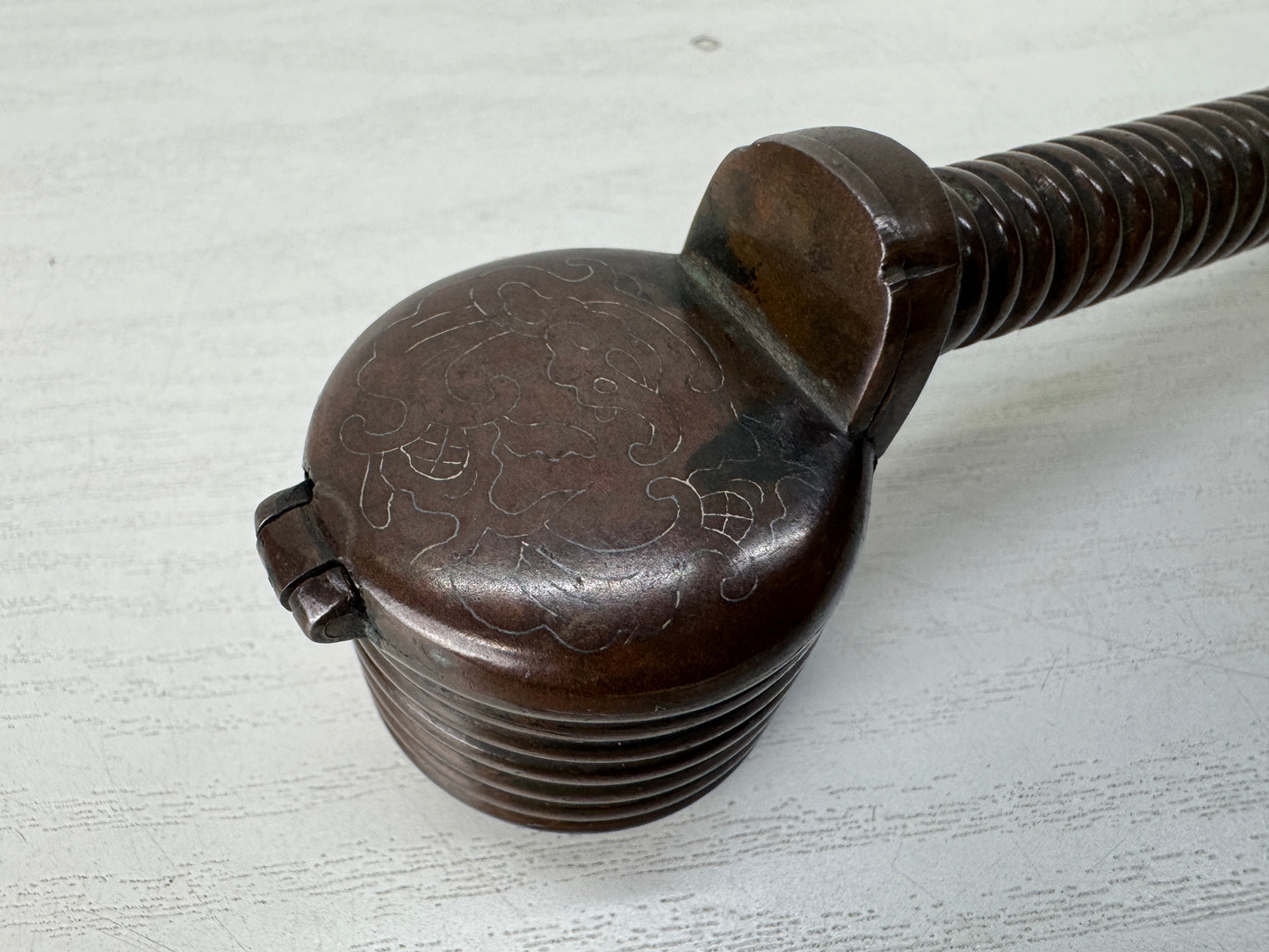 Y10362 YATATE Dragon Japanese Ink and Pen Holder antique vintage Brush & Inkwell