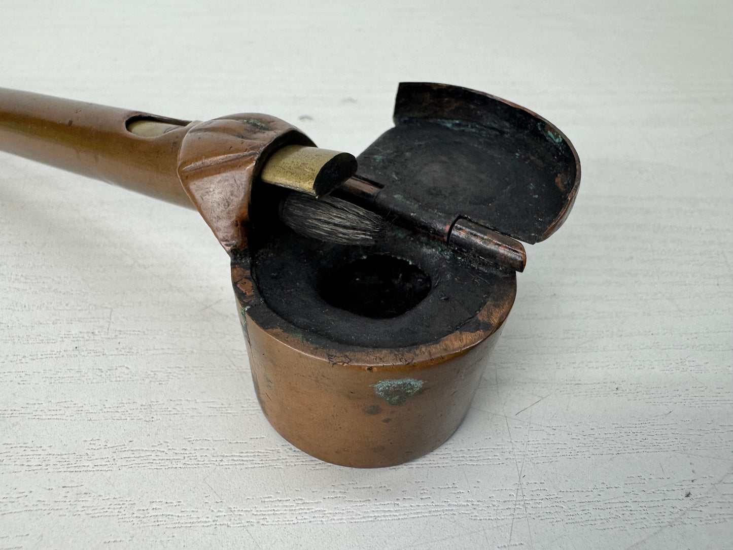 Y10363 YATATE Paper cutter included Japan Ink Pen Holder antique Brush & Inkwell
