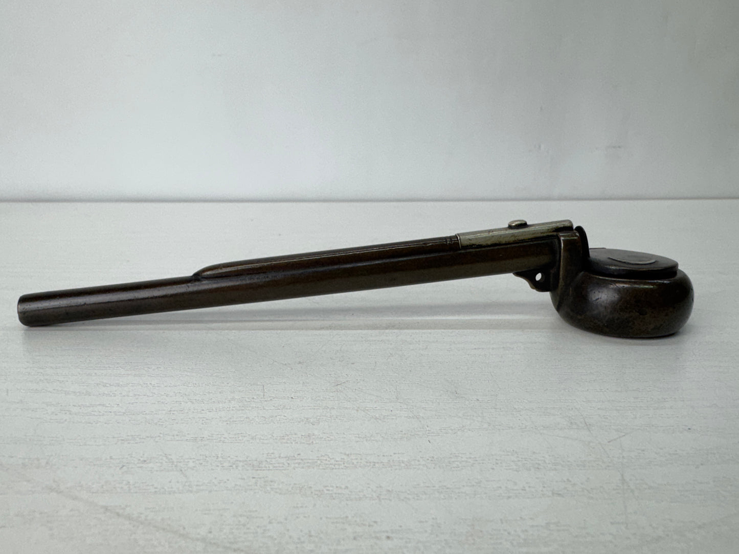 Y10364 YATATE Crescent moon signed Japan Ink Pen Holder antique Brush & Inkwell