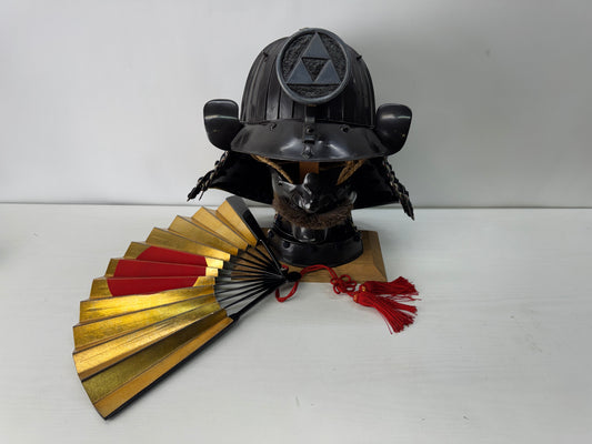 Y10371 KABUTO 32 seam Samurai helmet Menpo face guard Gunbai war fan set Japan