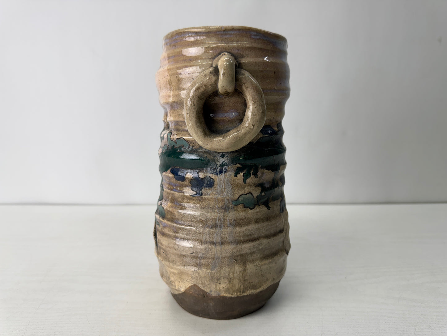 Y10377 FLOWER VASE Inuyama-ware Dragon Japan antique ikebana floral arrangement