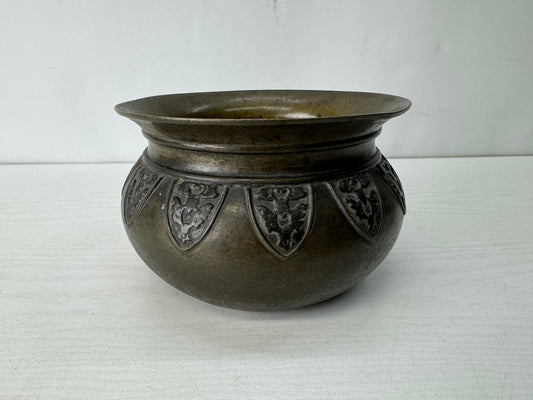 Y10378 KENSUI Copper water pot container Japan antique tea ceremony utensils
