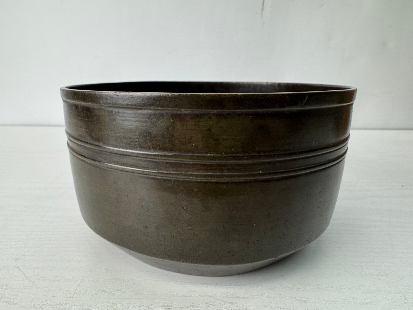 Y10379 KENSUI Copper water pot container signed box Japan antique tea ceremony