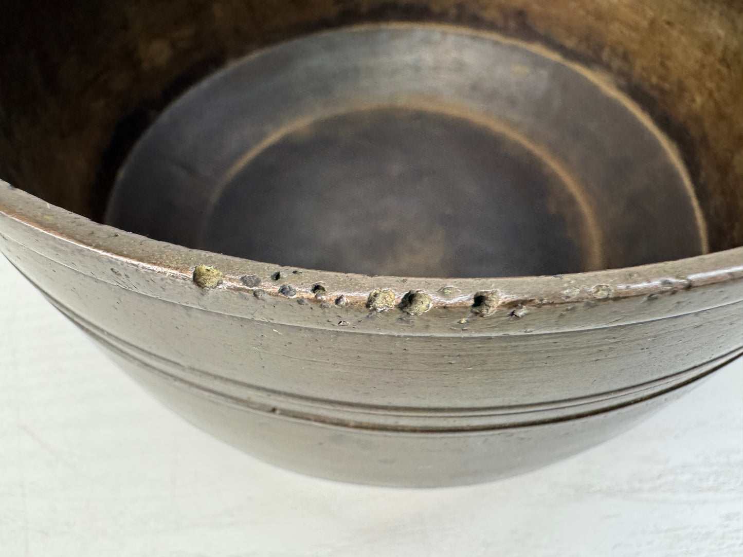 Y10379 KENSUI Copper water pot container signed box Japan antique tea ceremony