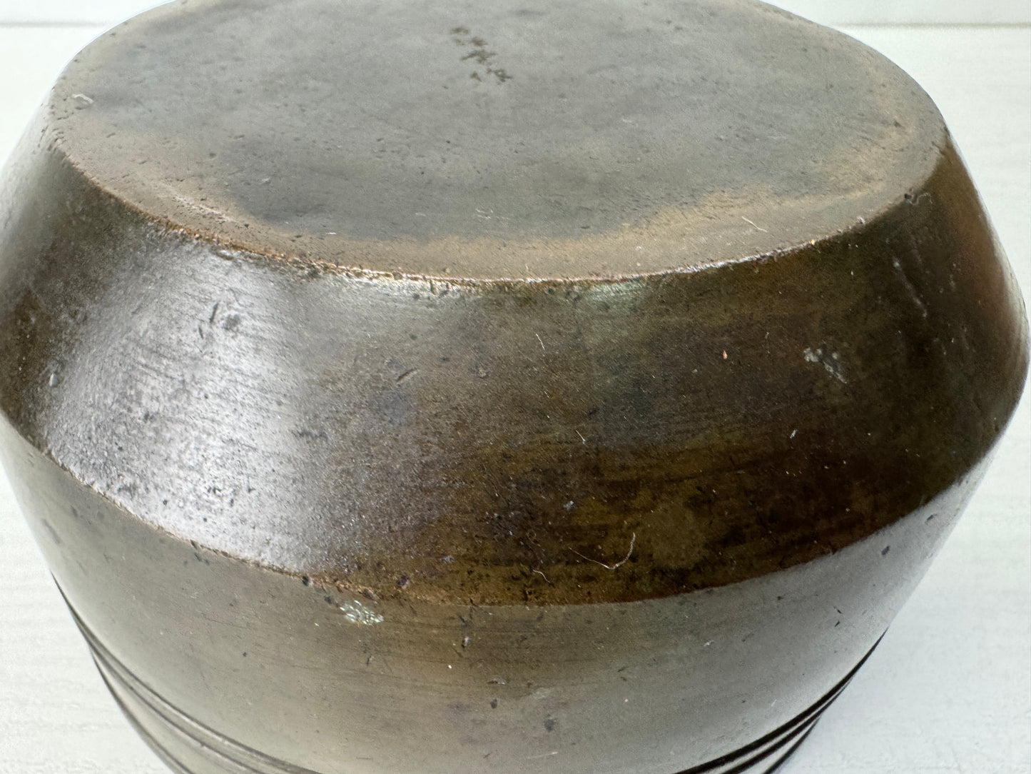 Y10379 KENSUI Copper water pot container signed box Japan antique tea ceremony