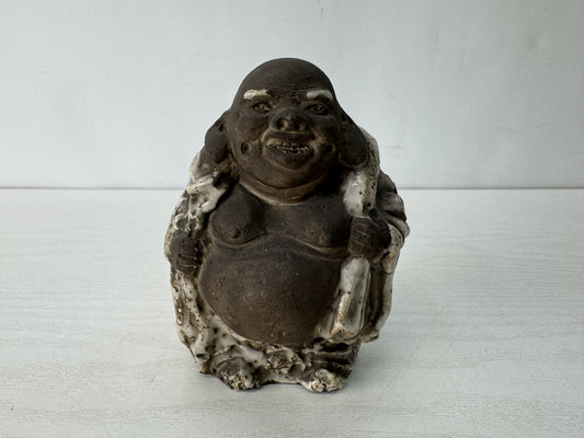Y10381 STATUE Mino-ware Hotei god fortune figurine signed Japan antique figure