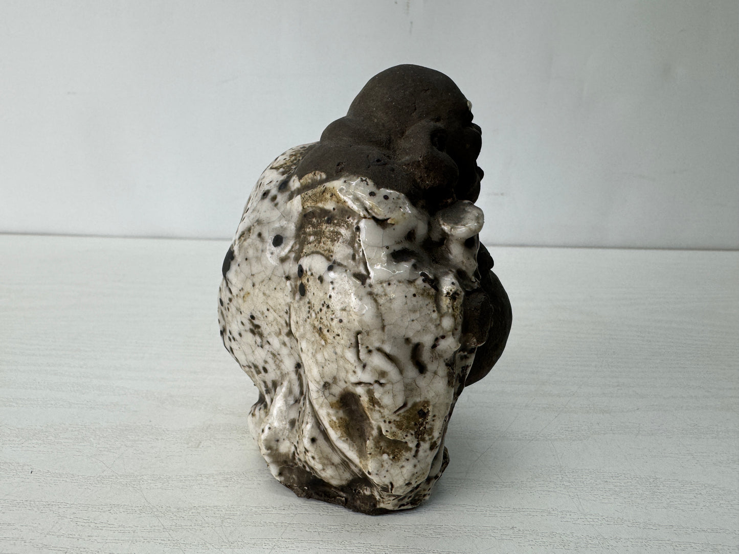 Y10381 STATUE Mino-ware Hotei god fortune figurine signed Japan antique figure
