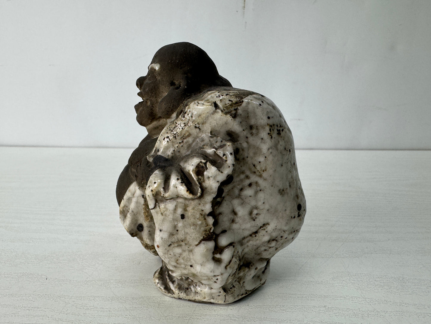 Y10381 STATUE Mino-ware Hotei god fortune figurine signed Japan antique figure