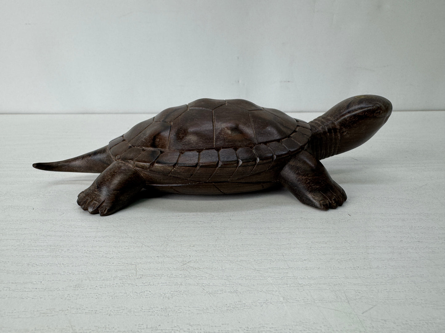 Y10382 OKIMONO wood carving Turtle figurine signed box Japan antique figure