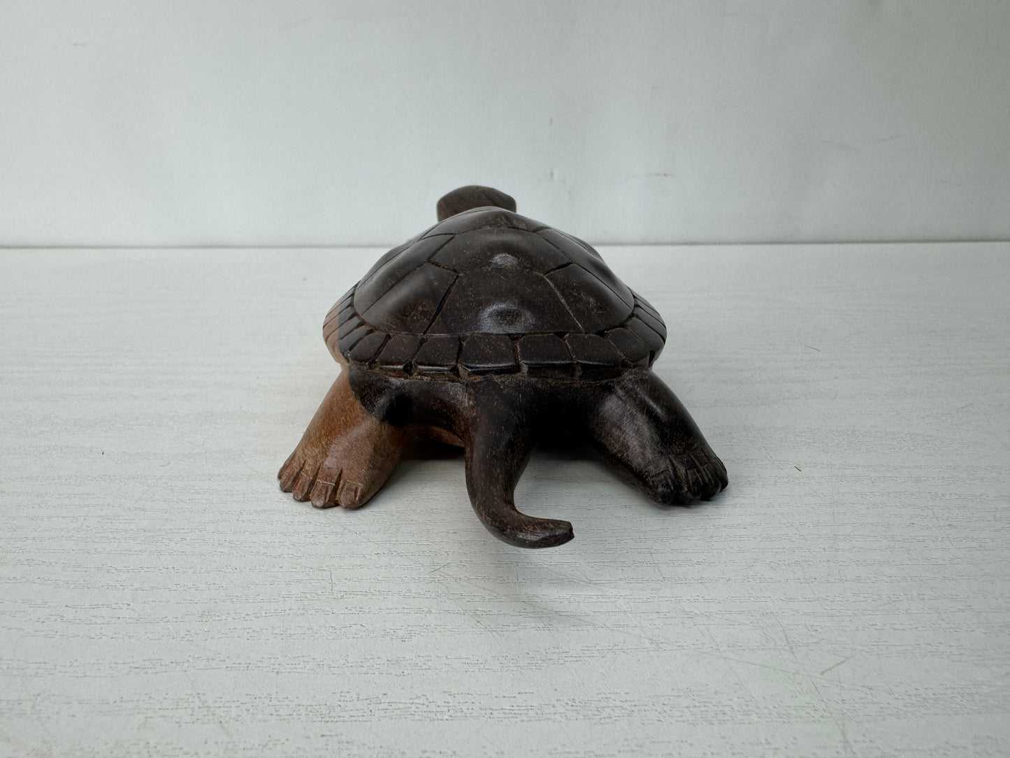 Y10382 OKIMONO wood carving Turtle figurine signed box Japan antique figure