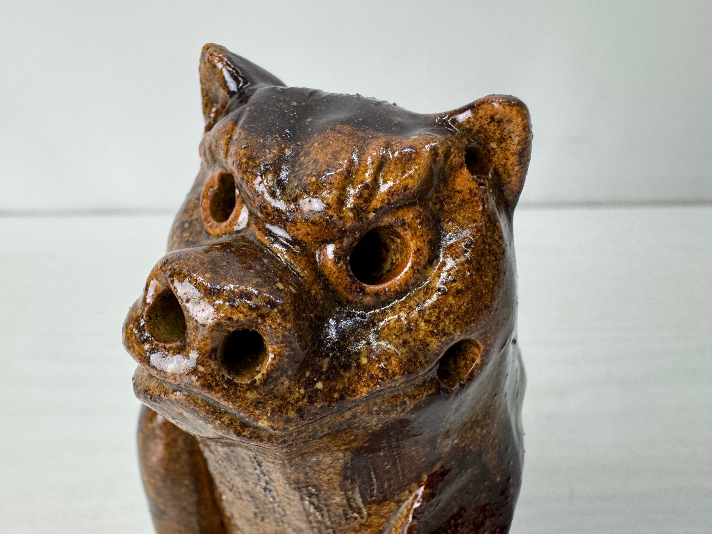 Y10383 OKIMONO Kyo-ware Komainu figurine signed box Japan antique figure decor