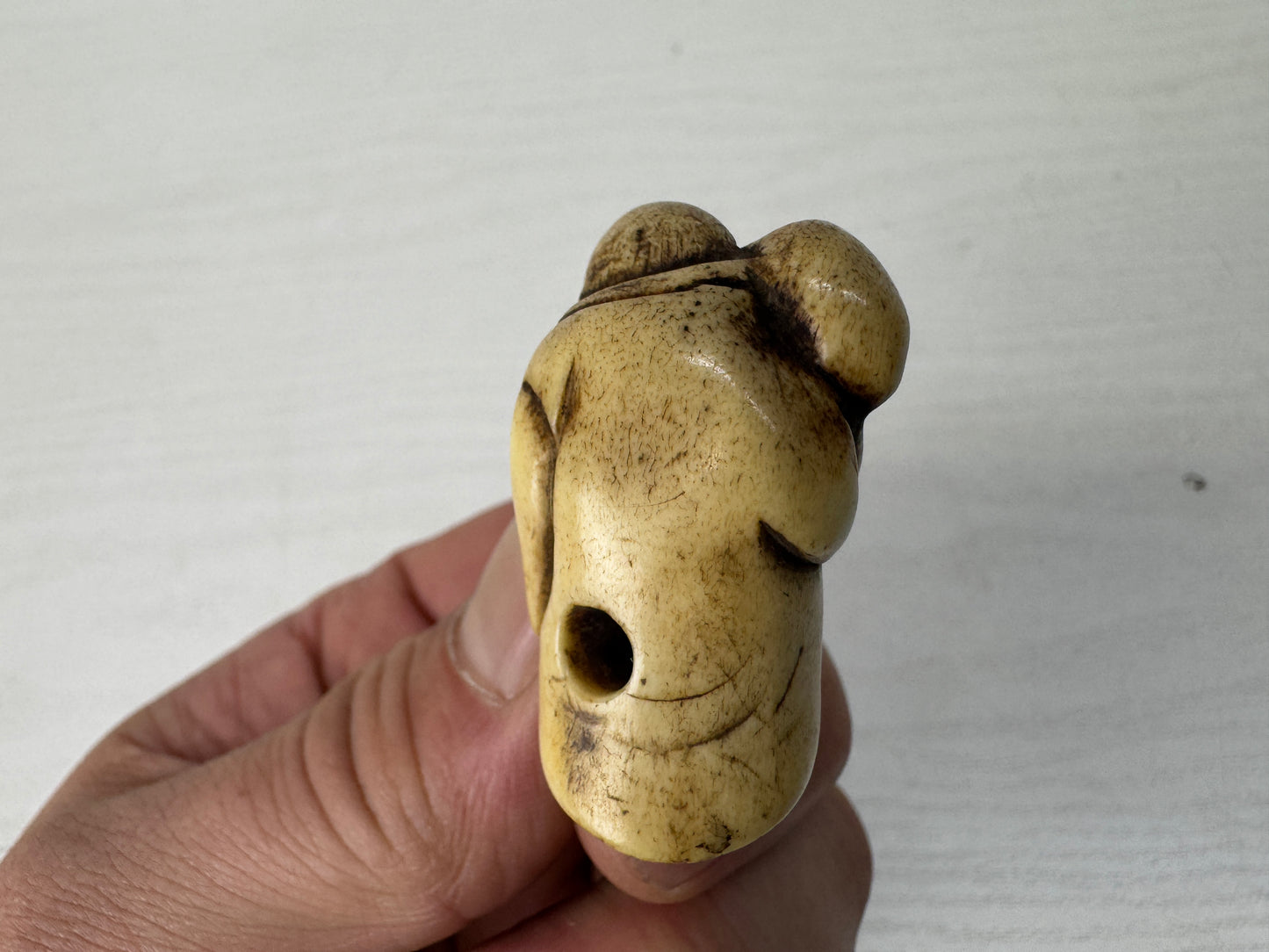 Y10388 NETSUKE Monkey Kotsu material Japan antique kimono accessory sagemono