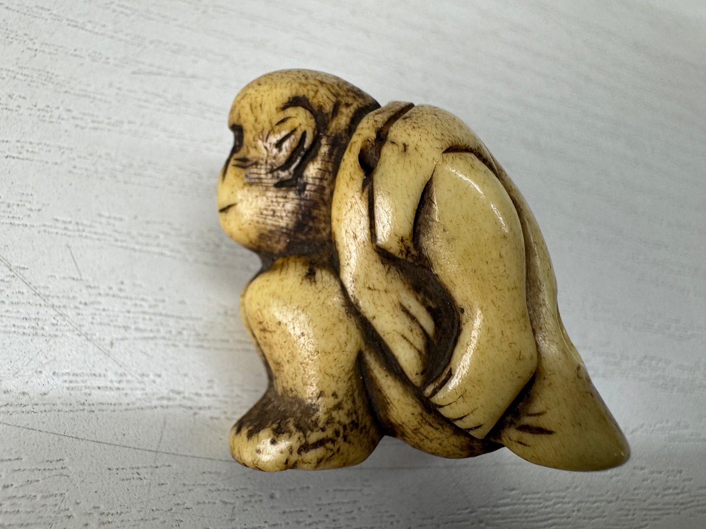 Y10388 NETSUKE Monkey Kotsu material Japan antique kimono accessory sagemono