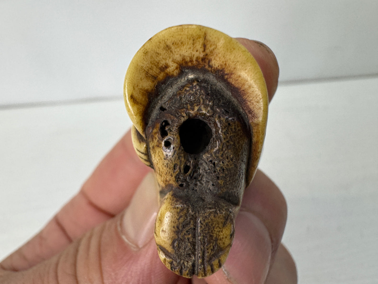 Y10388 NETSUKE Monkey Kotsu material Japan antique kimono accessory sagemono