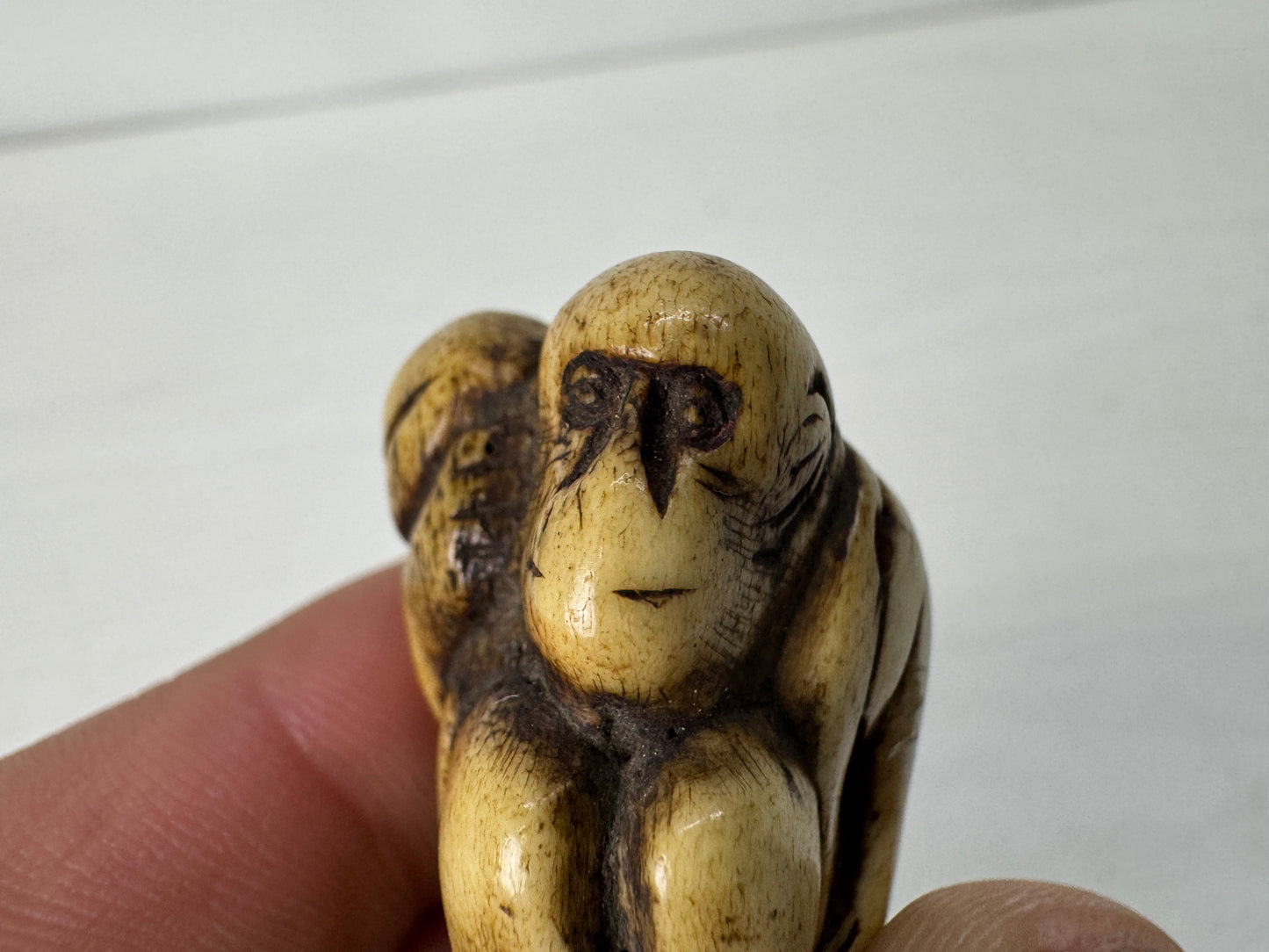 Y10388 NETSUKE Monkey Kotsu material Japan antique kimono accessory sagemono