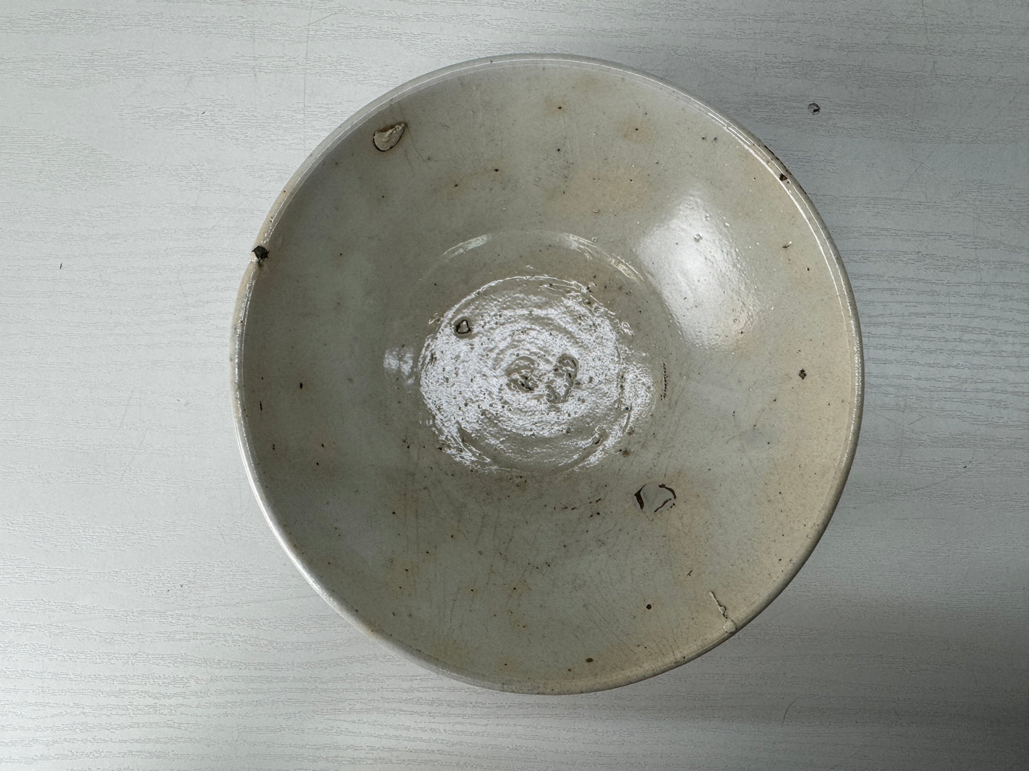 Y10390 CHAWAN Annan-ware flat bowl underglaze blue Japan antique tea ceremony