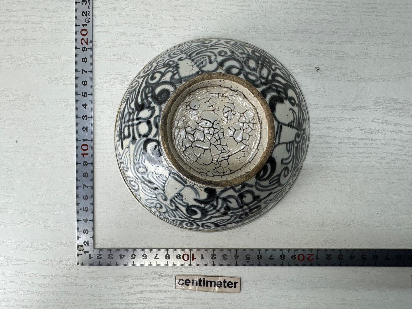 Y10390 CHAWAN Annan-ware flat bowl underglaze blue Japan antique tea ceremony
