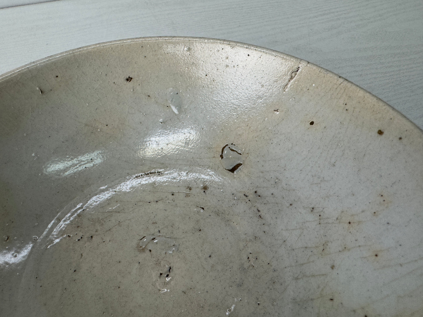 Y10390 CHAWAN Annan-ware flat bowl underglaze blue Japan antique tea ceremony