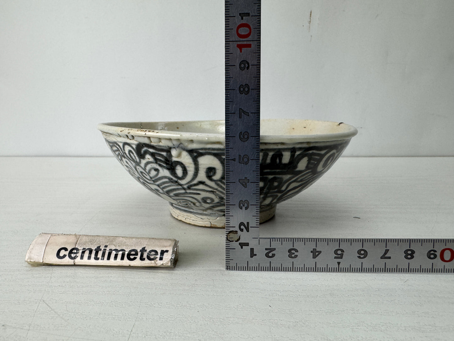 Y10390 CHAWAN Annan-ware flat bowl underglaze blue Japan antique tea ceremony