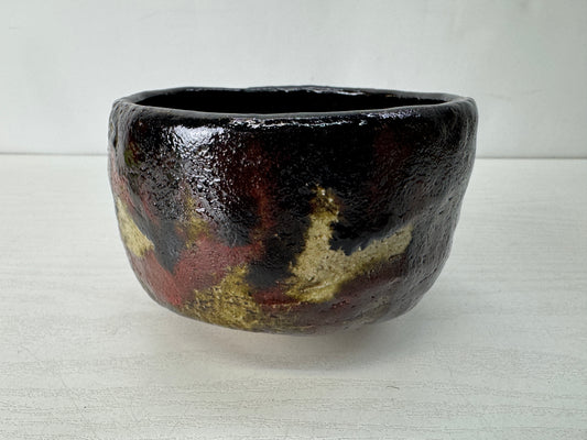 Y10393 CHAWAN Raku-ware bowl signed Ryonyu seal Japan antique tea ceremony c