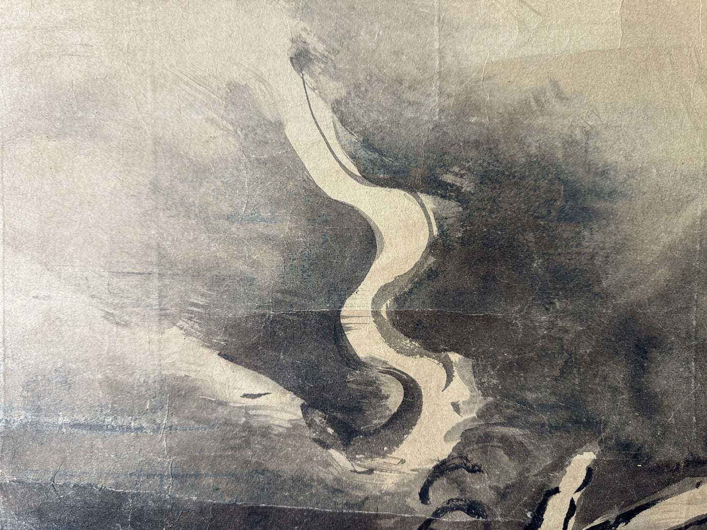 Y10398 KAKEJIKU Hanging scroll Dragon ink painting signed Japan antique interior
