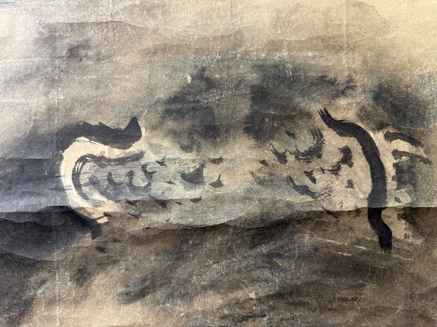 Y10398 KAKEJIKU Hanging scroll Dragon ink painting signed Japan antique interior
