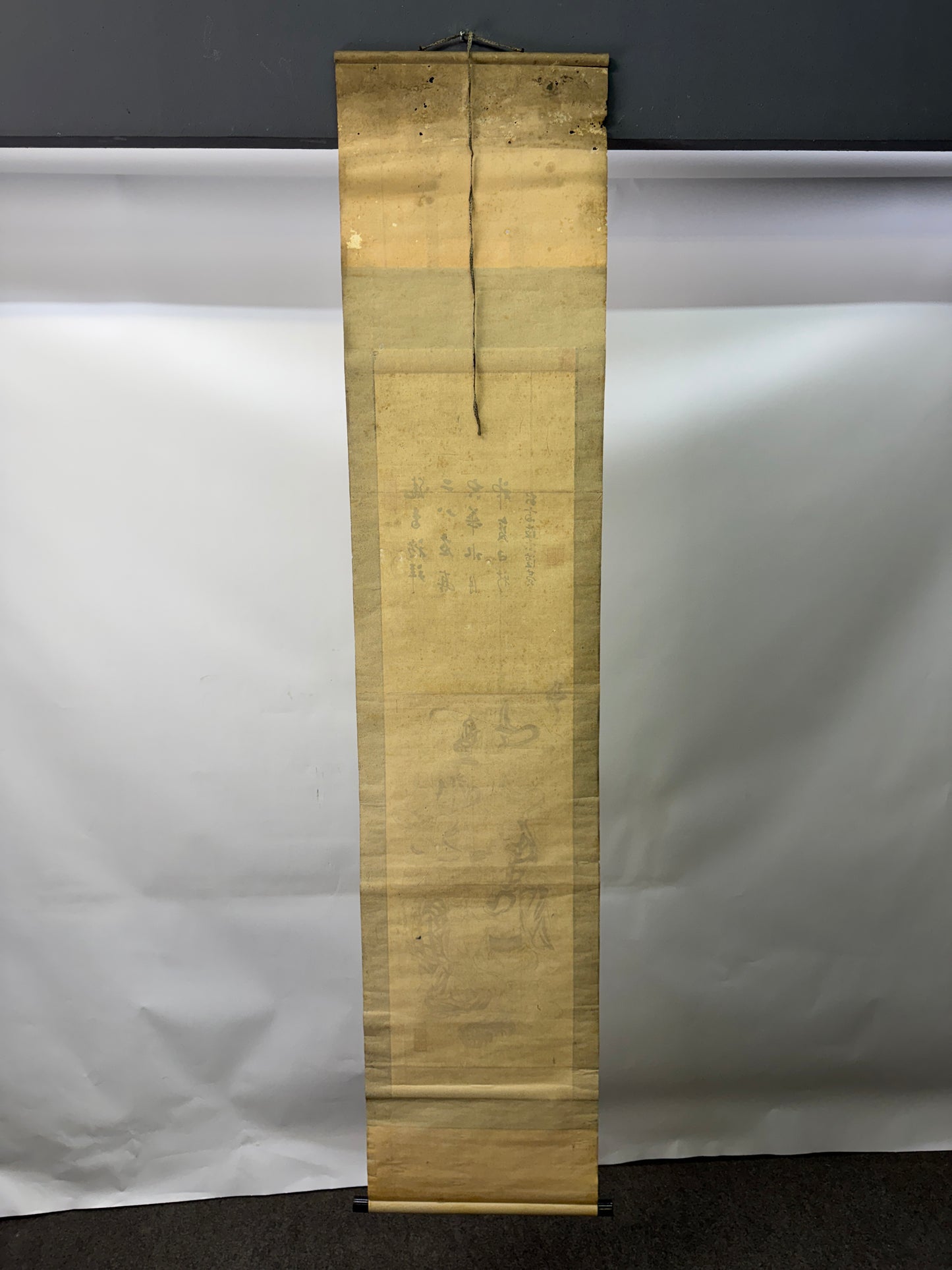 Y10402 KAKEJIKU Hanging scroll 16 Arhats signed Japan antique interior decor
