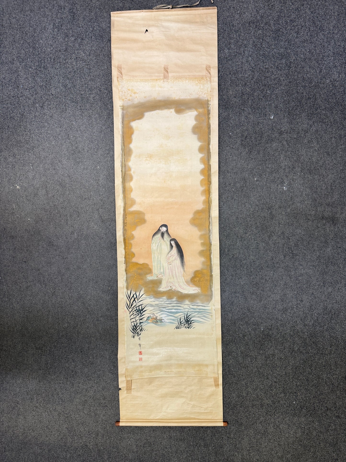 Y10403 KAKEJIKU Hanging scroll Portrait signed Makuri Japan antique interior