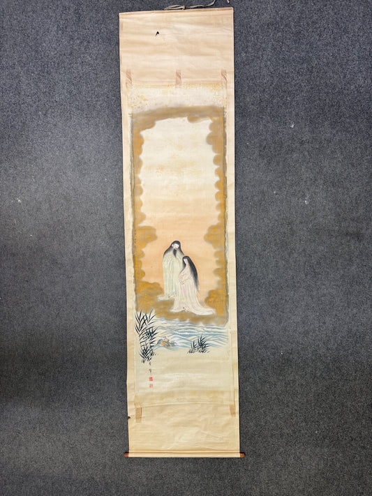 Y10403 KAKEJIKU Hanging scroll Portrait signed Makuri Japan antique interior