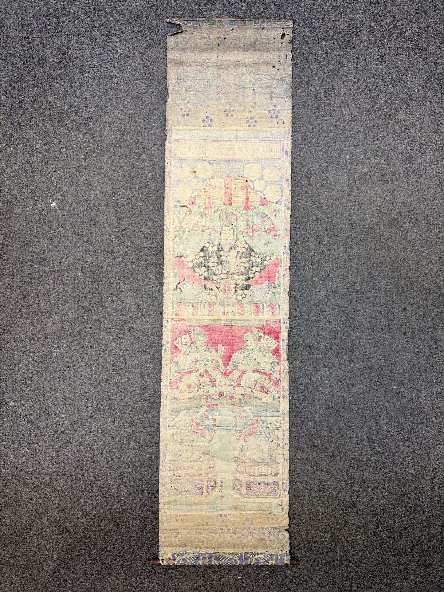 Y10404 KAKEJIKU Hanging scroll Tenjin Ukiyo-e signed Japan antique interior
