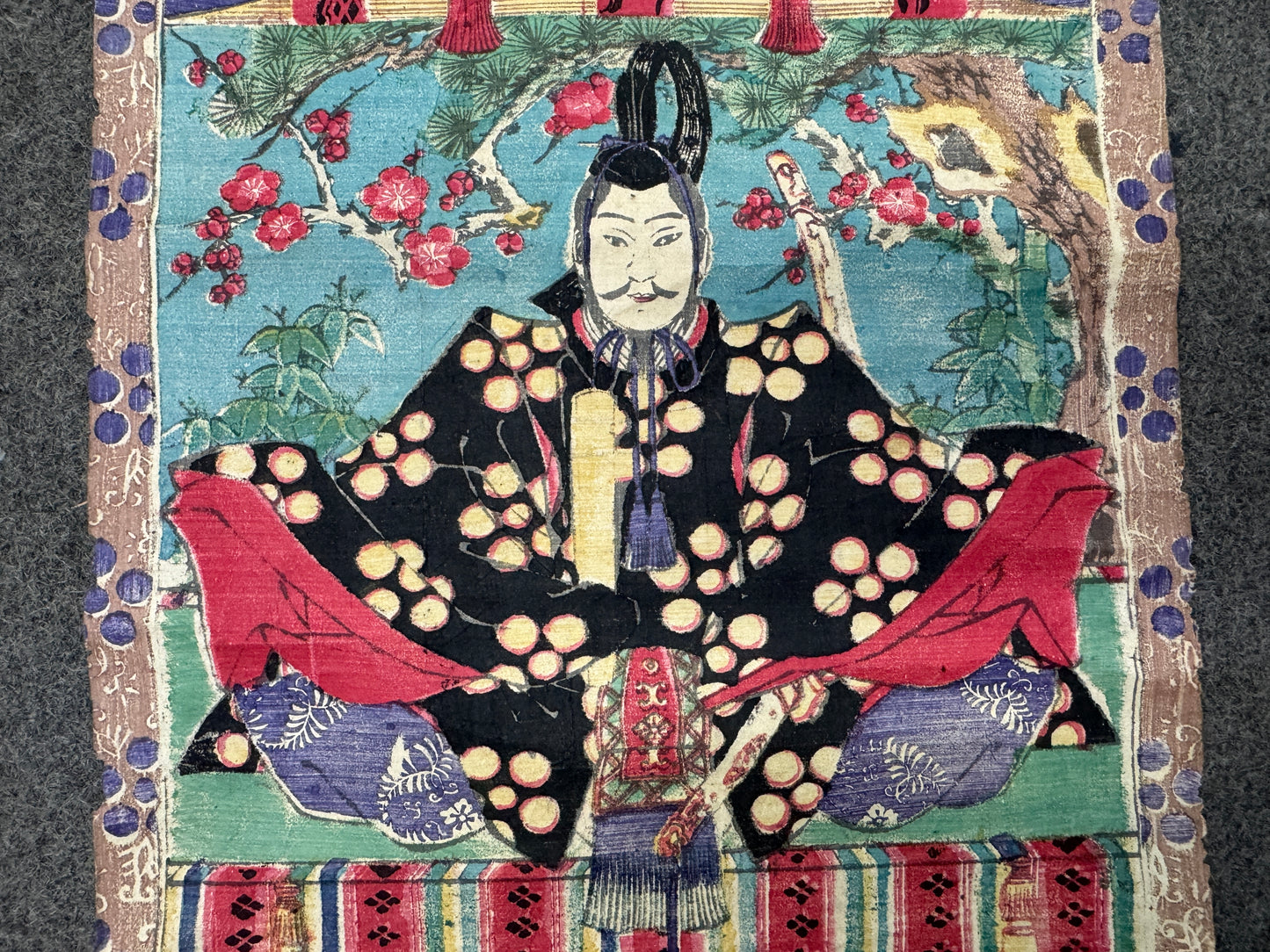 Y10404 KAKEJIKU Hanging scroll Tenjin Ukiyo-e signed Japan antique interior