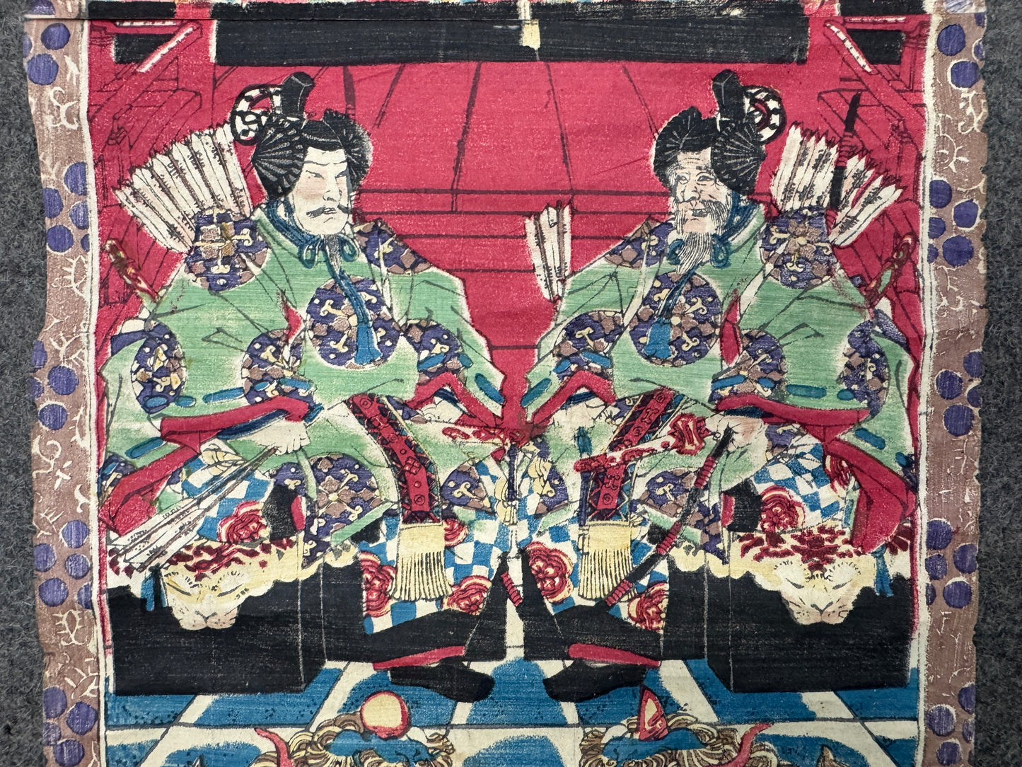 Y10404 KAKEJIKU Hanging scroll Tenjin Ukiyo-e signed Japan antique interior