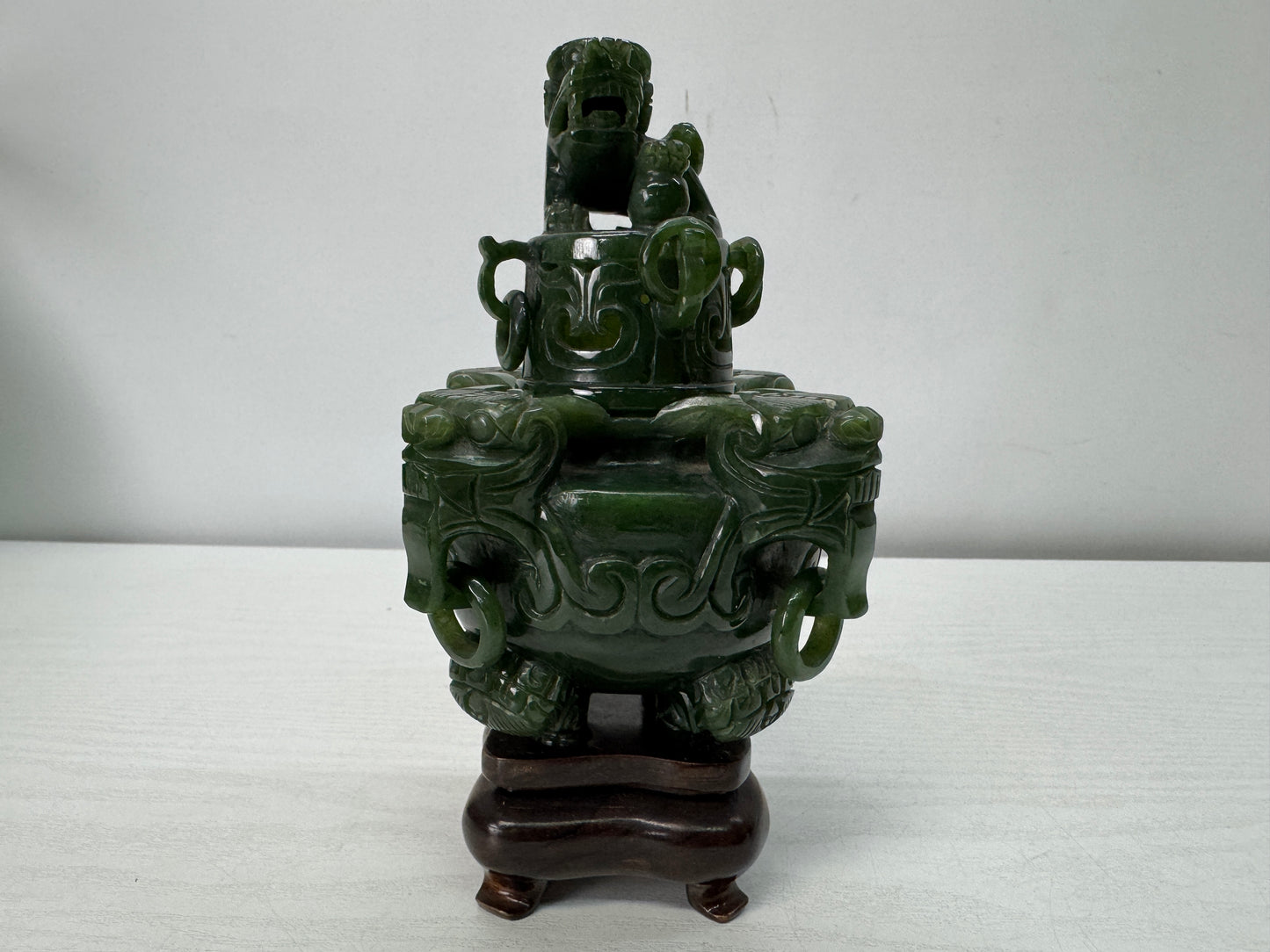 Y10409 KOURO Jade wooden stand Japan antique incense burner aromatherapy aroma