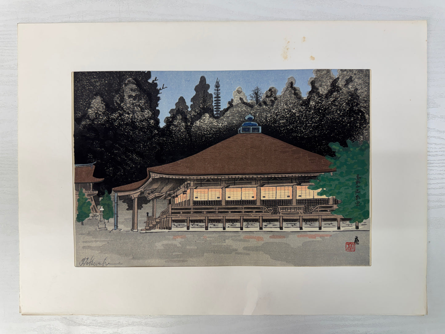 Y10410 WOODBLOCK PRINT Landscape signed Shin-hanga Japan Ukiyoe art interior