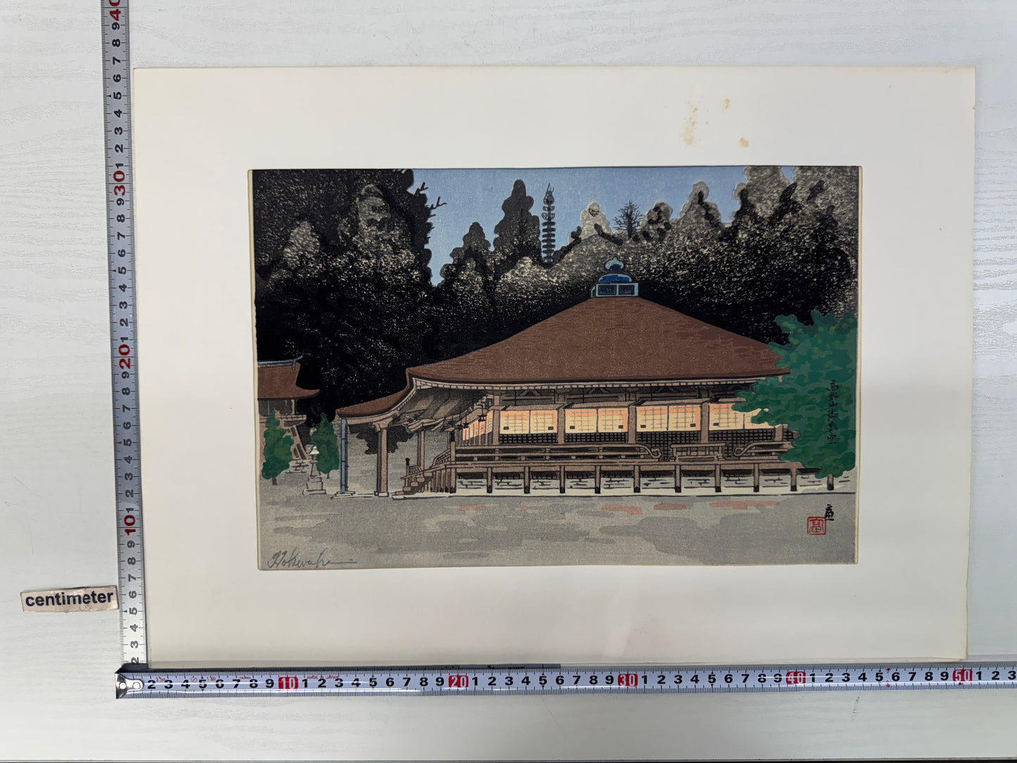 Y10410 WOODBLOCK PRINT Landscape signed Shin-hanga Japan Ukiyoe art interior