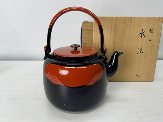 Y10411 KETTLE Copper Mizusashi teapot tea pot signed box Japan antique kitchen