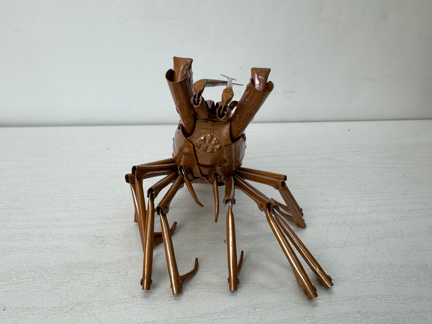 Y10412 OKIMONO Copper Jizai Shrimp figurine signed box Japan antique figure