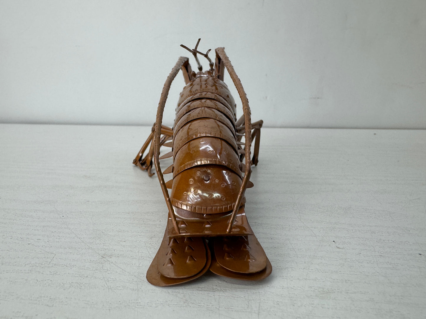 Y10412 OKIMONO Copper Jizai Shrimp figurine signed box Japan antique figure