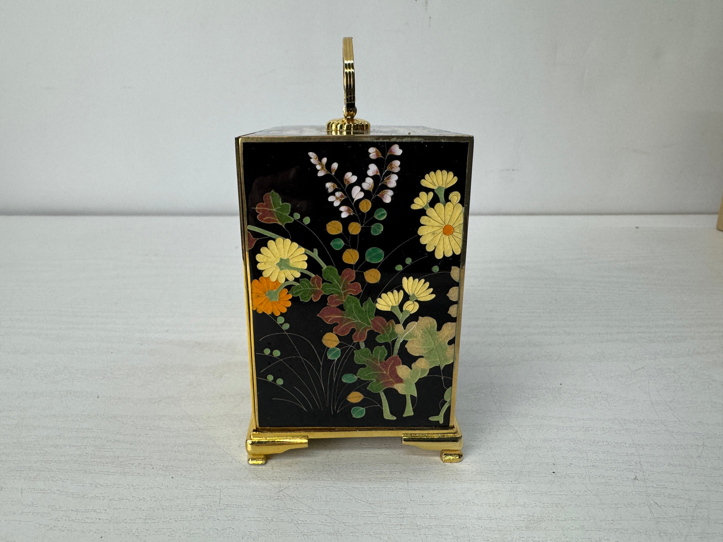 Y10413 TANSU Cloisonne 3-tiered small chest of drawers signed box Japan antique