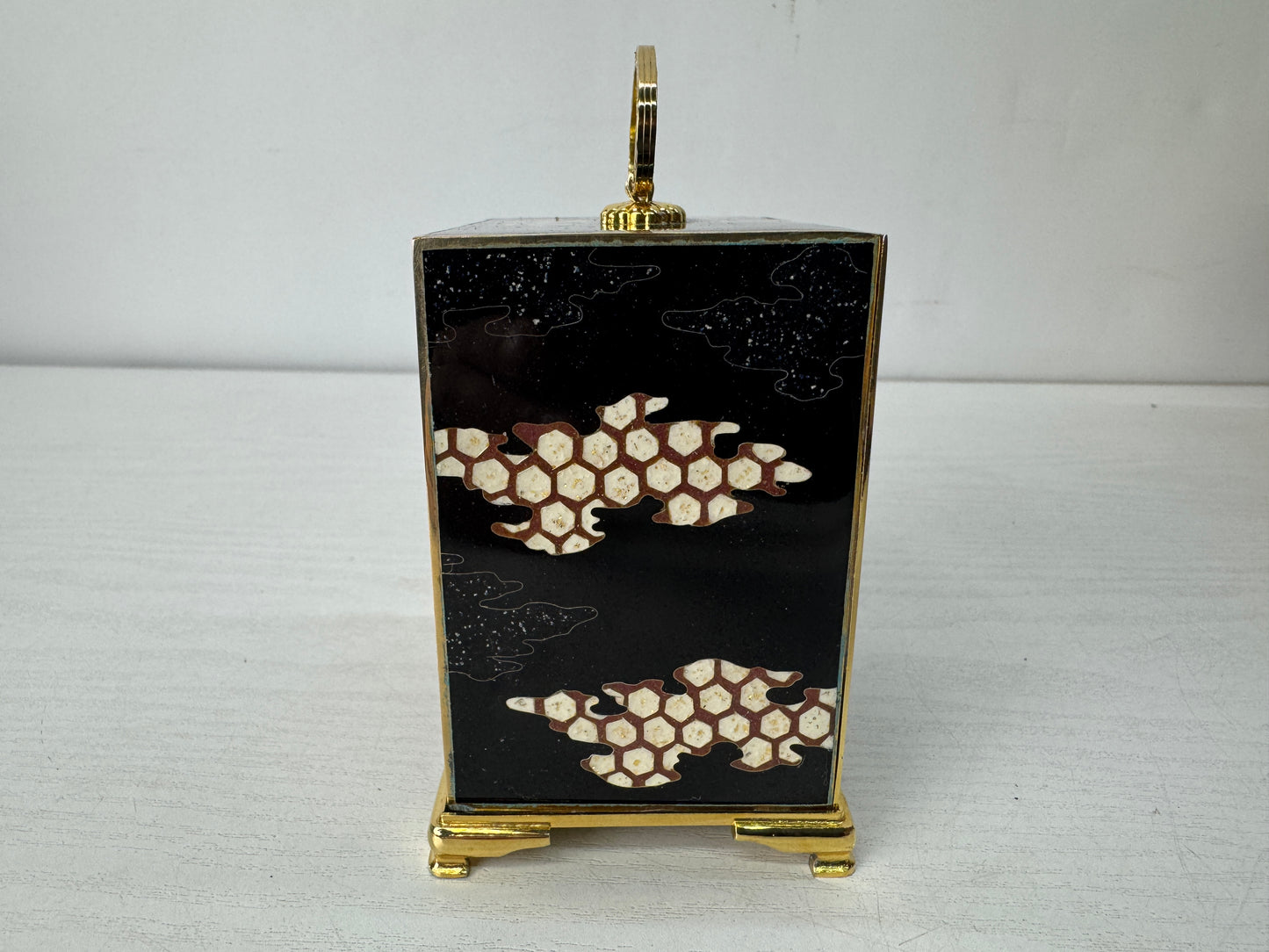 Y10413 TANSU Cloisonne 3-tiered small chest of drawers signed box Japan antique