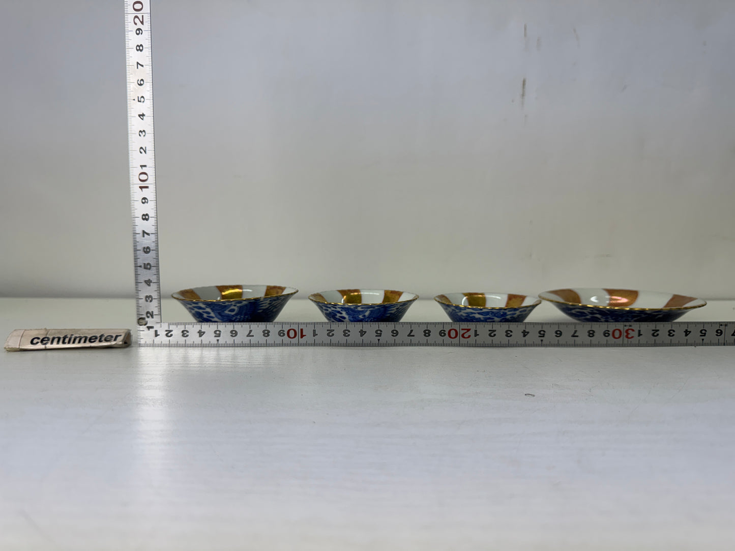 Y10414 CHAWAN Kyo-ware 3-tiered Sake cup stand signed Japan antique sakazuki