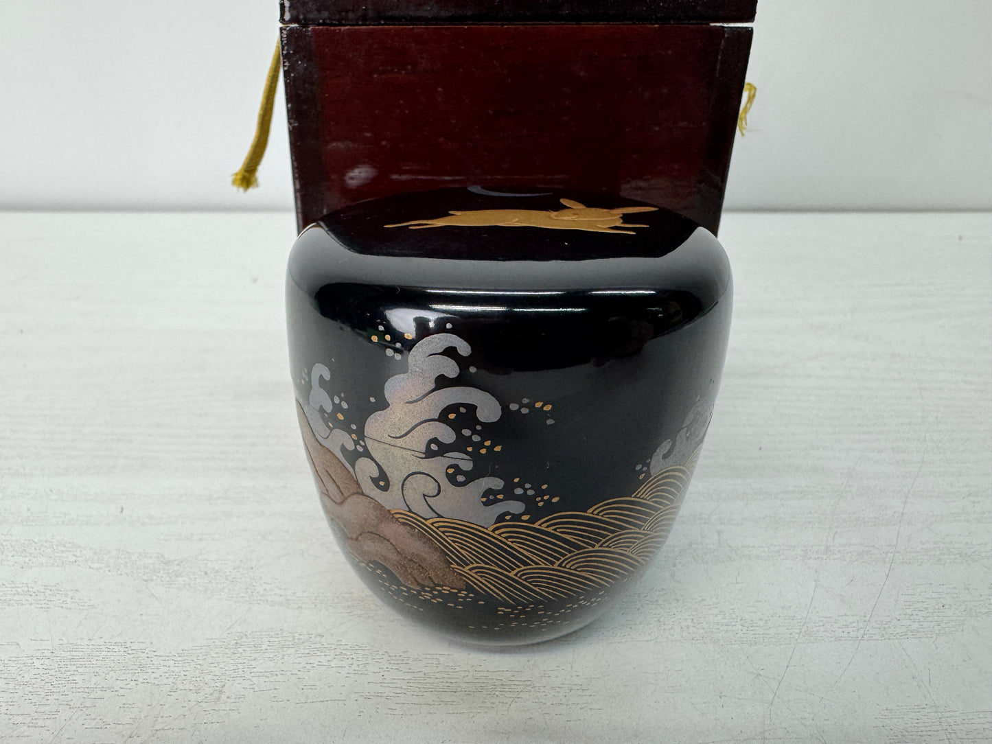 Y10415 TEA CADDY Makie Natsume container box Japan antique tea ceremony utensils