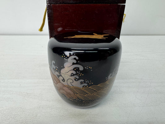 Y10415 TEA CADDY Makie Natsume container box Japan antique tea ceremony utensils