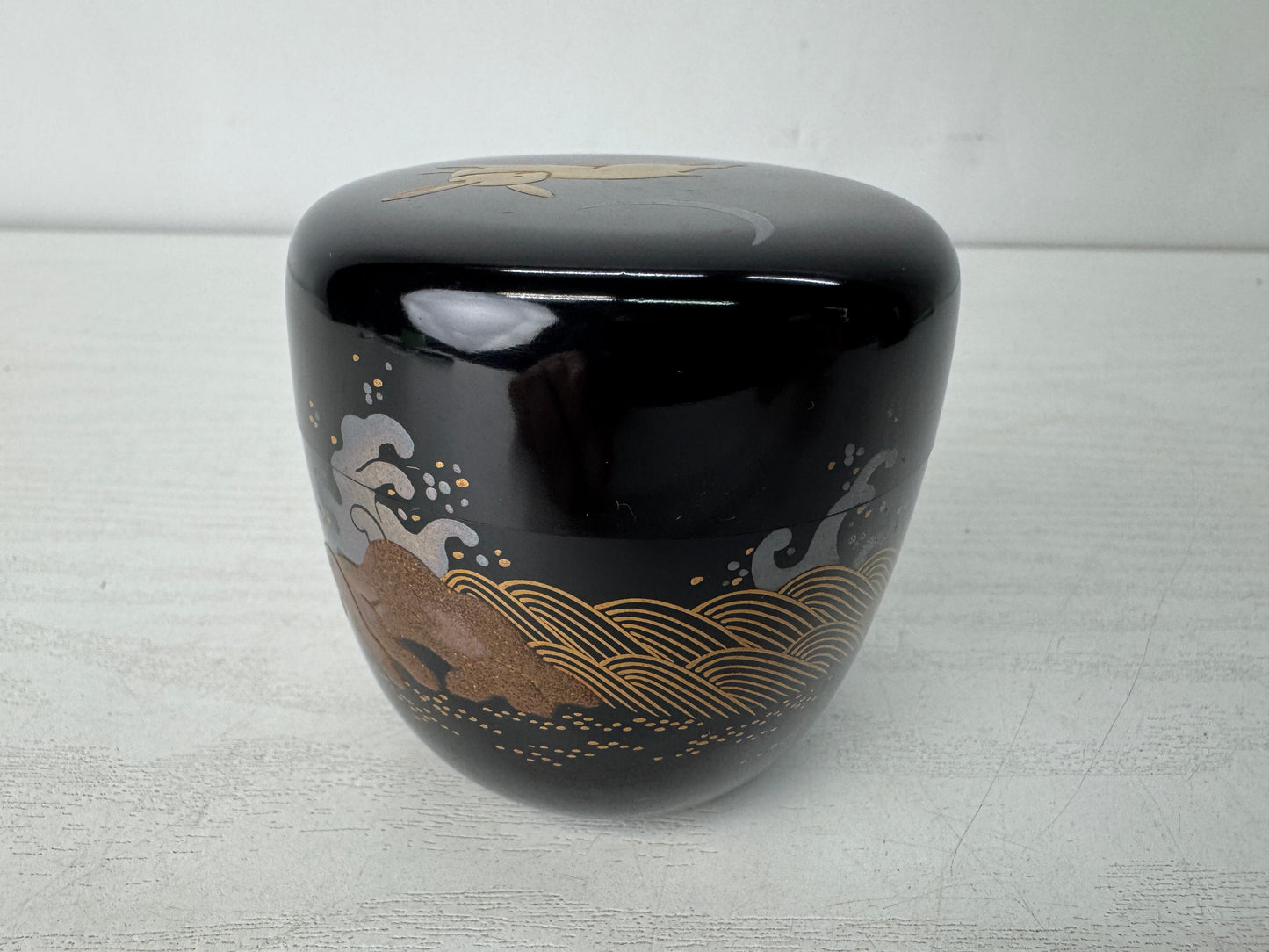 Y10415 TEA CADDY Makie Natsume container box Japan antique tea ceremony utensils