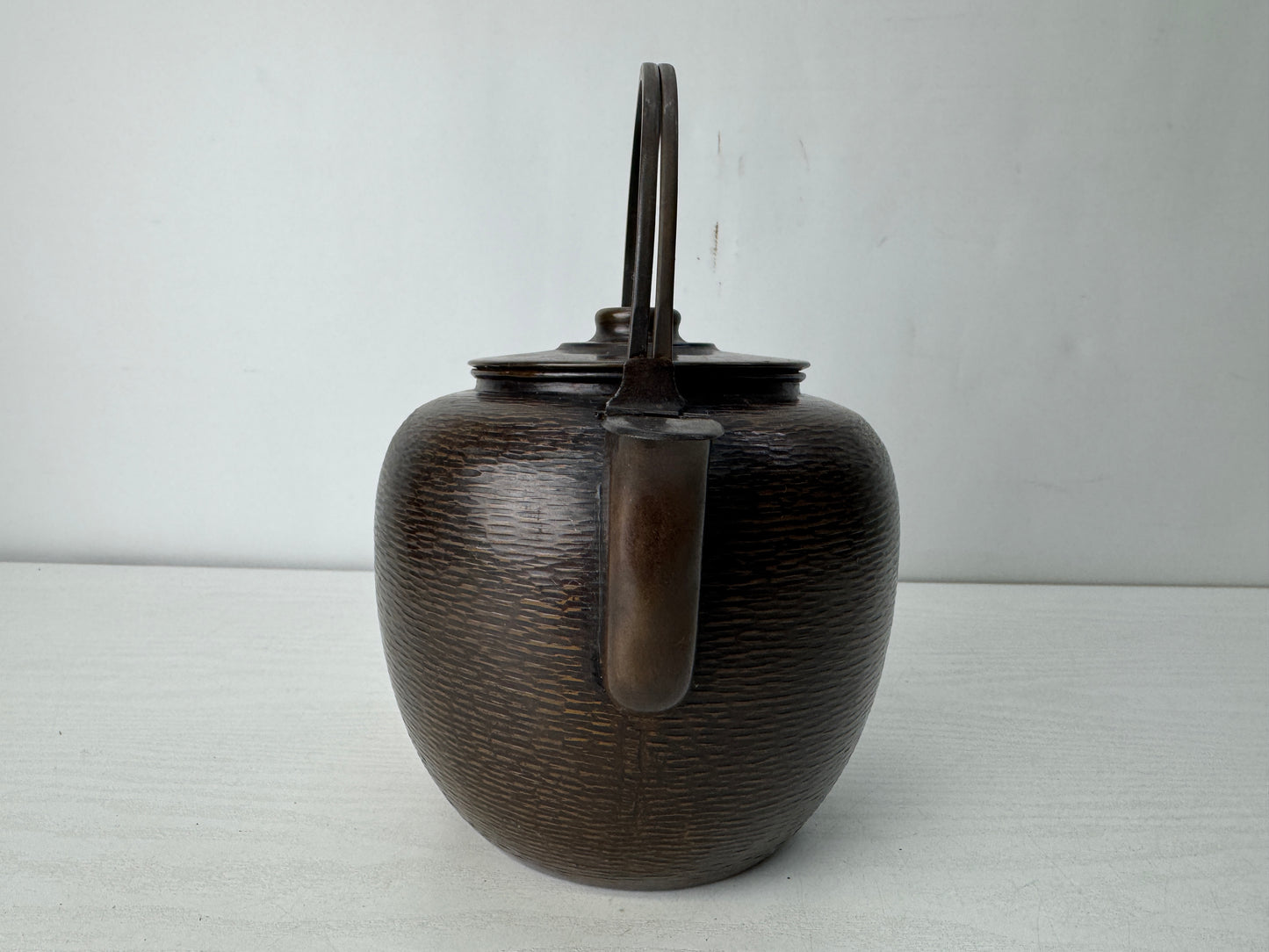 Y10417 KETTLE Copper hammered teapot tea pot Japan antique kitchen mizusashi