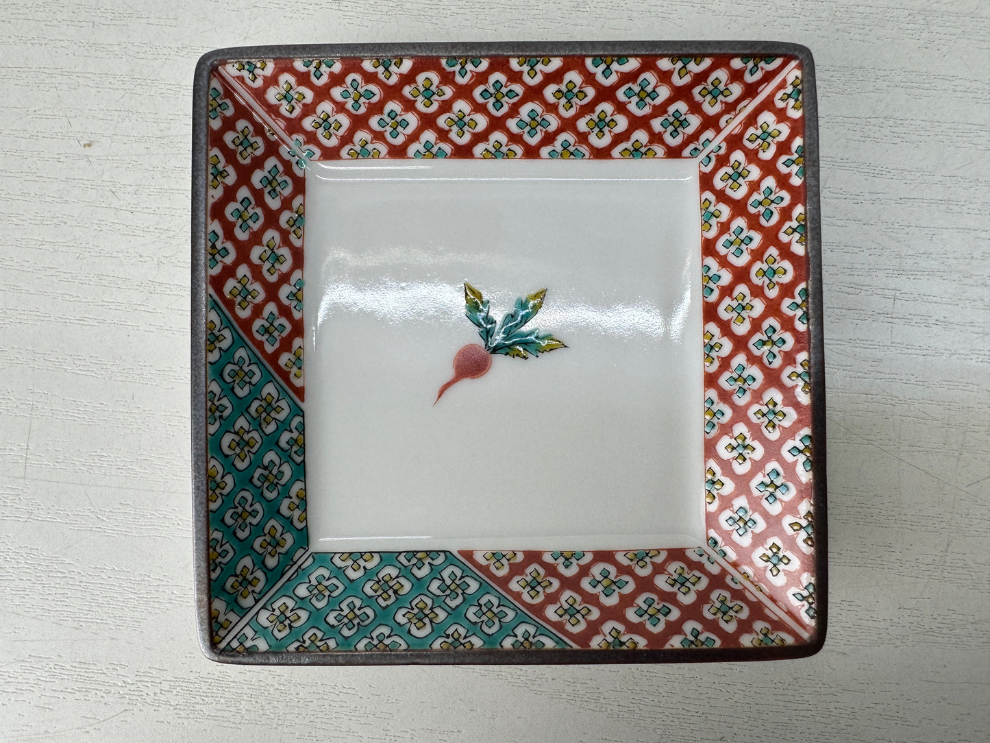 Y10421 DISH Kutani-ware serving plate signed box Japan antique tableware ktichen