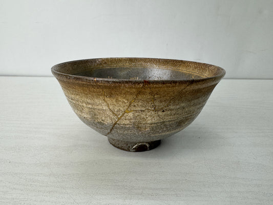 Y10423 CHAWAN Hanamishima bowl kintsugi signed Japan antique tea ceremony cup