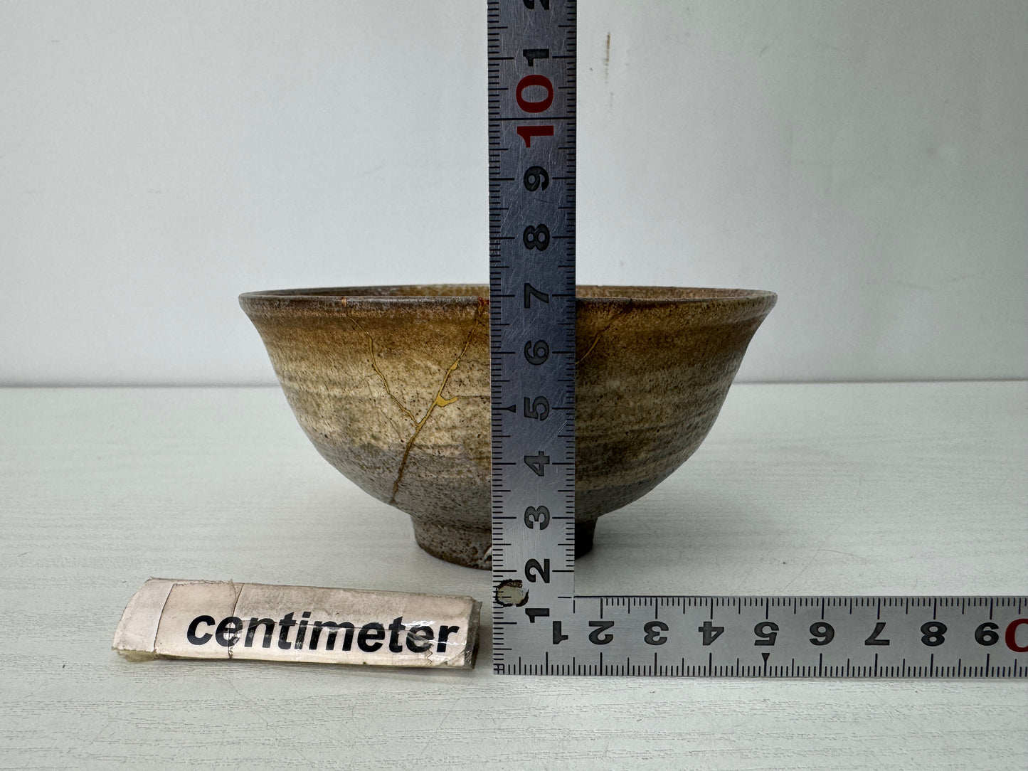 Y10423 CHAWAN Hanamishima bowl kintsugi signed Japan antique tea ceremony cup