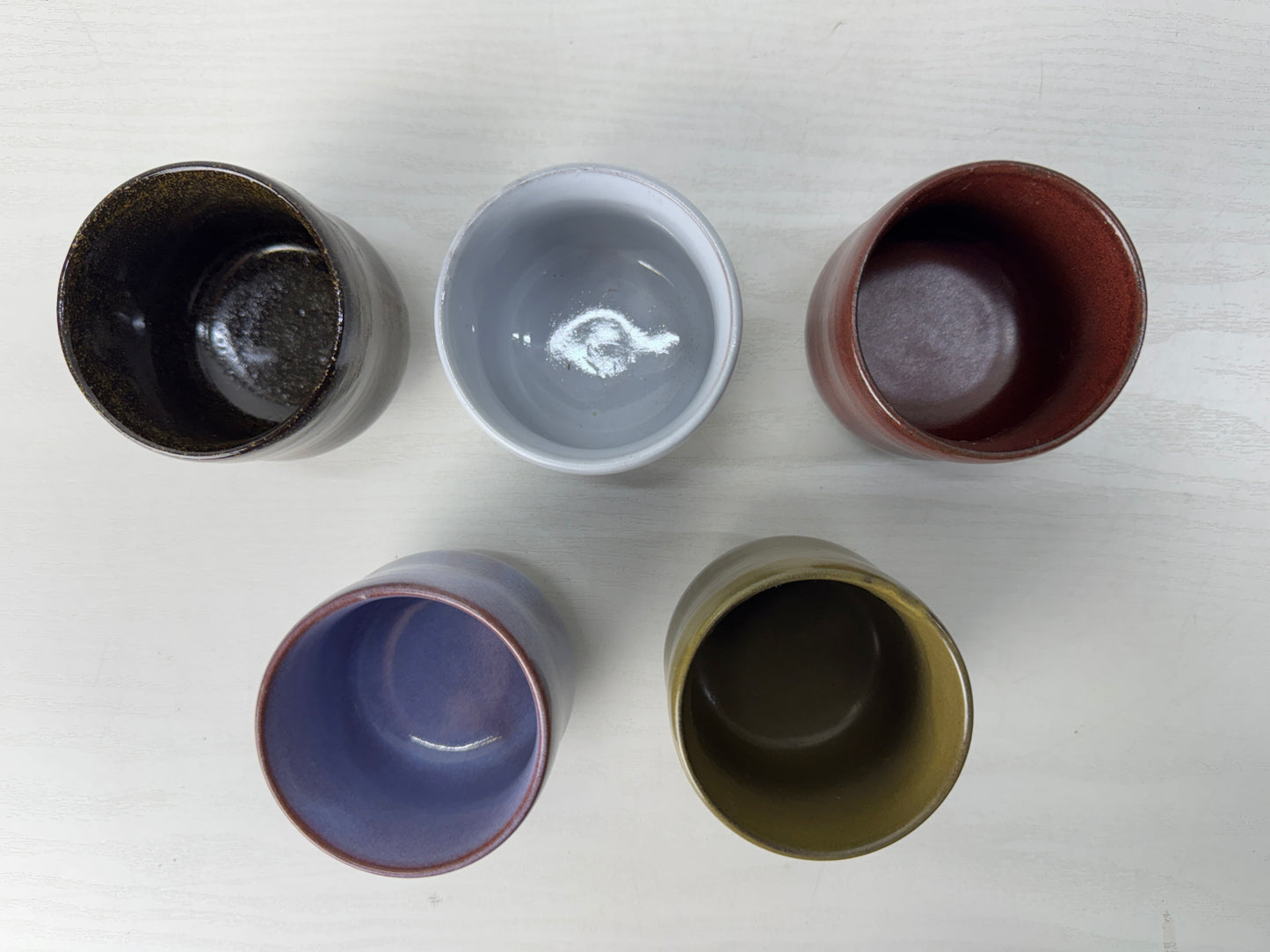 Y10426 CHAWAN Mino-ware 5 Sake cups signed box Japan antique tableware kitchen